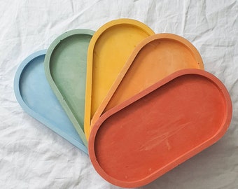 Handmade Oval Plaster Trinket Tray | Modern Catchall Dish, Home Decor, Custom Colour