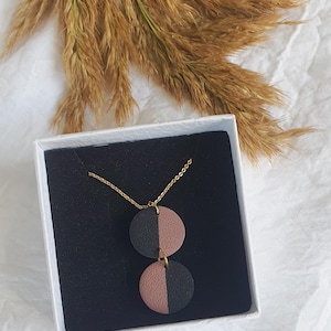 Handmade Polymer Clay Necklace - Black and Brown