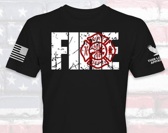 Fire Fighter, Distress Shirt, Firefighter Shirt, Firefighter Apparel, Firefighter gift, First Responder, USA Flag, Thin Red Line Shirts
