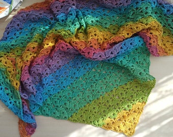 Easy Crochet Summer Shawl Pattern, 2-Row Repeat (PDF Download)