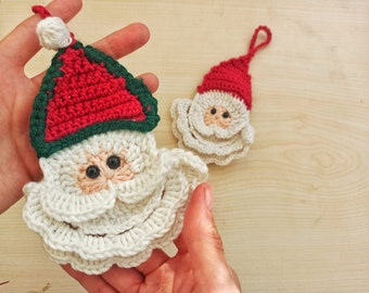 Crochet Santa Ornament Pattern(PDF digital download) Christmas Crochet Pattern Written in English/Crochet With GG / Instant PDF Download