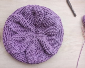 Modèle au crochet / Béret feuille 3D au crochet / Modèle écrit avec chapeau / Crochet avec GG / Téléchargement instantané du PDF