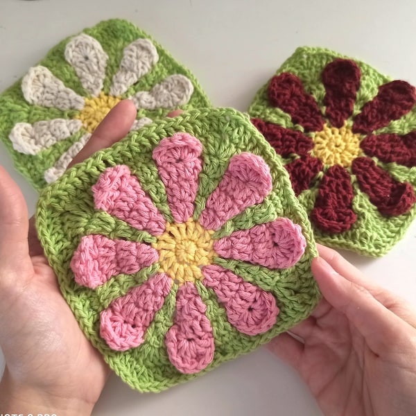 Crochet Pattern / Crochet 3D Flower Motif Written Pattern/Crochet With GG / Instant PDF Download