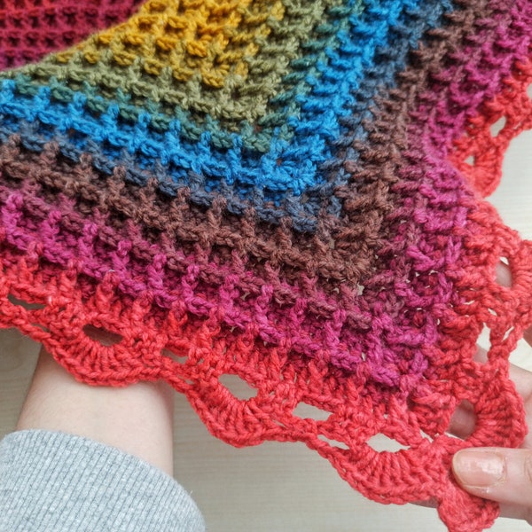 Crochet Pattern / Crochet Waffle Stitch Triangle Shawl Written Pattern/Crochet With GG / Instant PDF Download