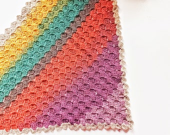 Crochet Pattern / Crochet Simple C2C Triangle Shawl Written Pattern/Crochet With GG / Instant PDF Download