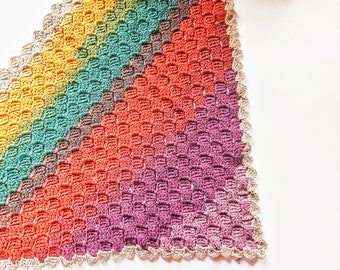 Crochet C2C Triangle Shawl Pattern, Easy Beginner Tutorial (PDF Download)