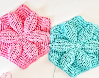 Crochet 3D Leaf Hexagon Motif Pattern (PDF Download)