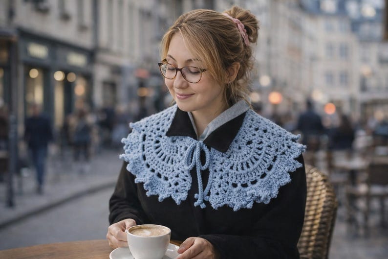 Crochet Lace Collar | Elegant Detachable Collar (PDF Pattern, US Terms) image 6