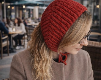 Easy Crochet Earwarmer Pattern | Bonnet Style Headband PDF | Beginner Friendly | Adjustable Adult & Child Sizes