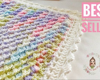 Crochet Easy Beginner 3D Baby Blanket Written Pattern/Crochet With GG / Instant PDF Download