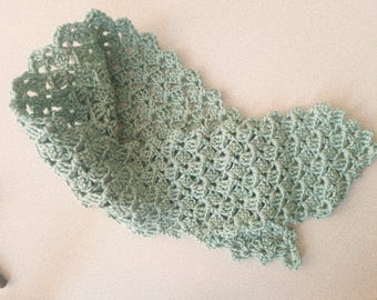Easy Crochet Lacey Scarf Pattern, One Row Repeat (PDF Download)