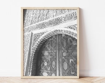 Alhambra Granada Deur, Zwart-Wit, Spanje Downloadable Print | Fotografie Wall Art | Afdrukbare Teen Art Prints | Digitale download