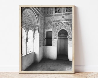 Alhambra Granada Deur, Zwart-Wit, Spanje Downloadable Print | Fotografie Wall Art | Afdrukbare Teen Art Prints | Digitale download