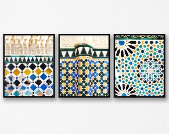 SET OF THREE Alhambra Granada Tiles, Spain Downloadable Print | Photography Wall Art | Printable Teen Art Prints | Digital Download