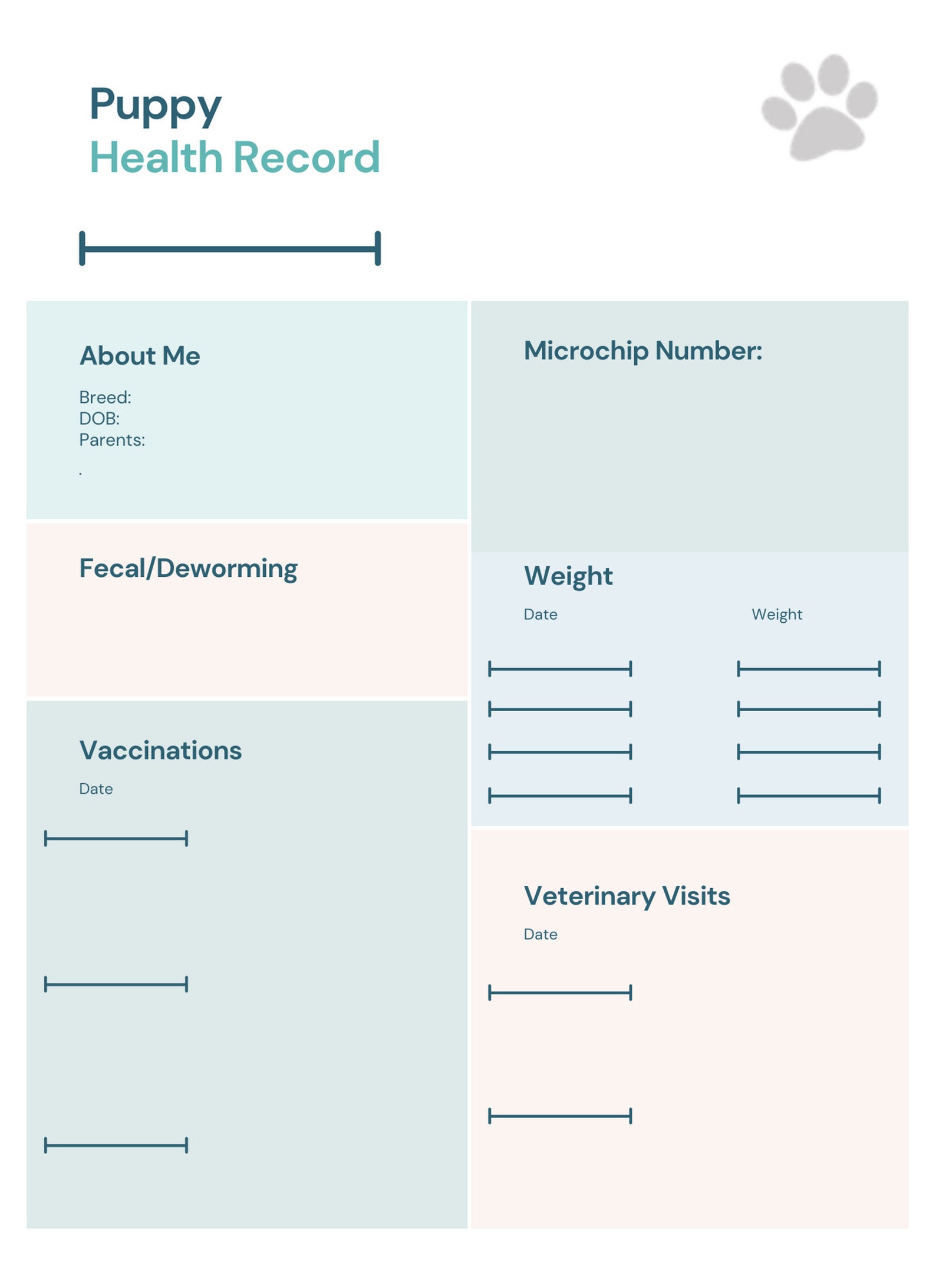 Puppy Health Record Etsy