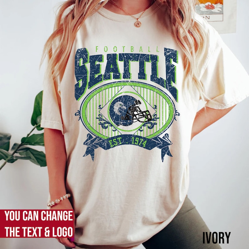 Comfort Colors Seattle Football Shirt, Seattle Football Sweatshirt, Vintage Style Seattle Football shirt, Seattle sweater, Sunday Football image 1