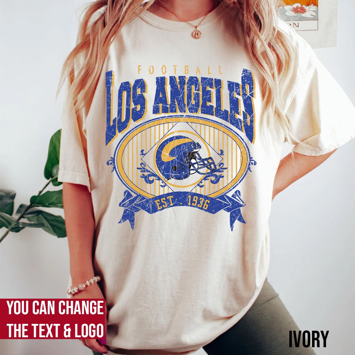 CustomCat Los Angeles Rams Vintage NFL T-Shirt Navy / M