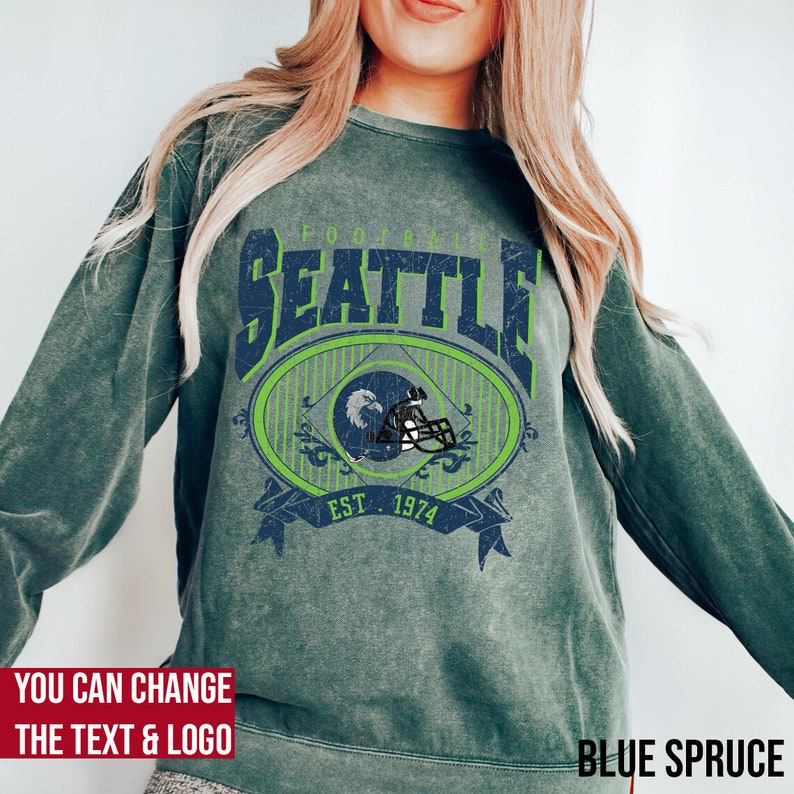 Comfort Colors Seattle Football Shirt, Seattle Football Sweatshirt, Vintage Style Seattle Football shirt, Seattle sweater, Sunday Football image 5