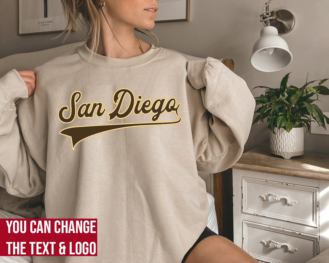 CustomCat San Diego Padres Vintage Retro MLB Crewneck Sweatshirt Sweater Dark Chocolate / S