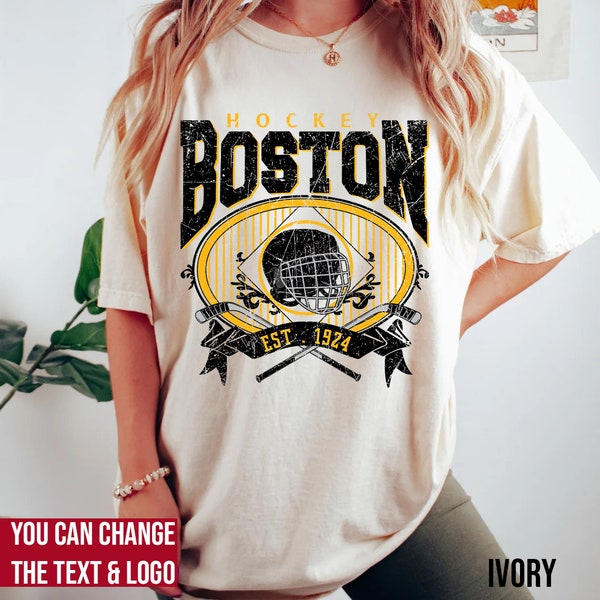 Comfort Colors Boston Hockey Shirt, Boston Hockey Sweatshirt, Vintage Style Boston Hockey shirt, Boston Hockey fan Gift, Boston Ice Hockey