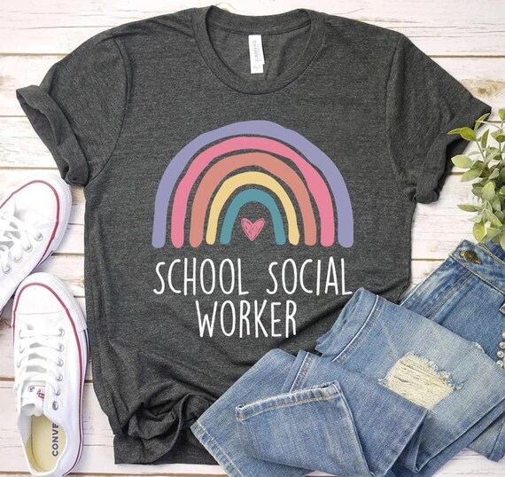 School Social Worker Shirt Social Worker Rainbow | Etsy