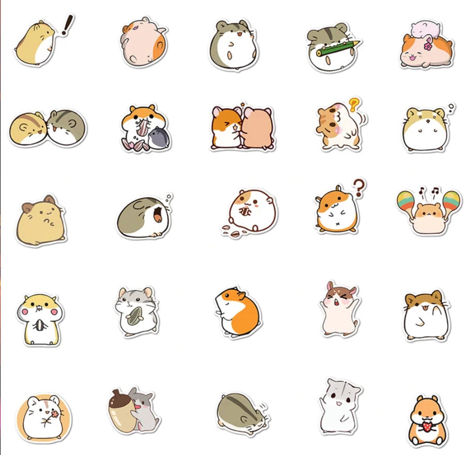 10pc Cute Kawaii Hamster Cartoon Animal Stickers for Etsy