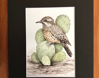 PRINT- Cactus Wren- From Original Watercolor Painting