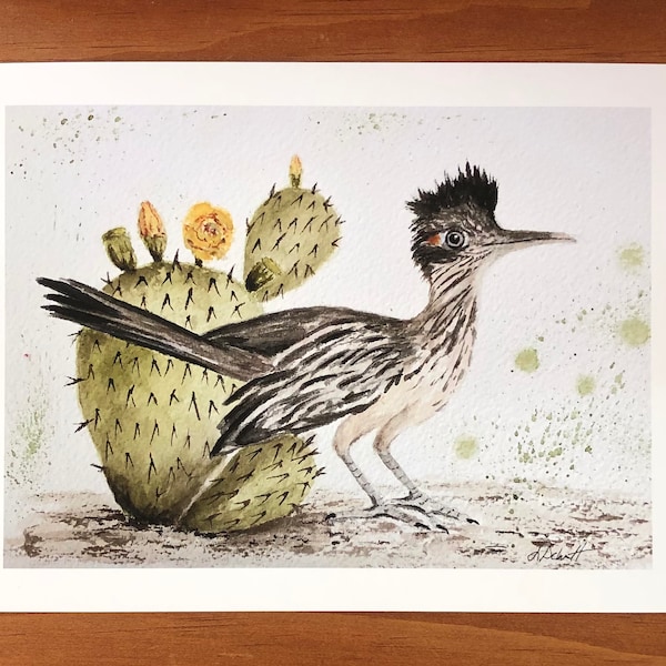 Print - Roadrunner - 5x7 in  From Original Watercolor Painting