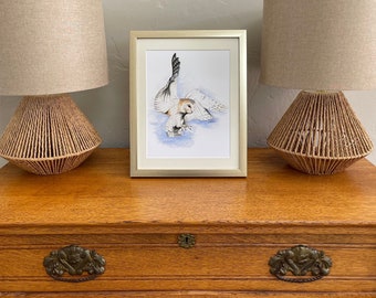 PRINT-Barn Owl in Flight From Original Watercolor Painting