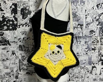 Bolso de gato estrella de crochet hecho a mano