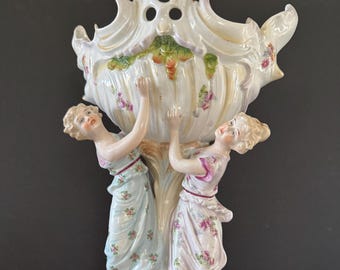 Antique Meissen Porcelain Figural Compote Bowl