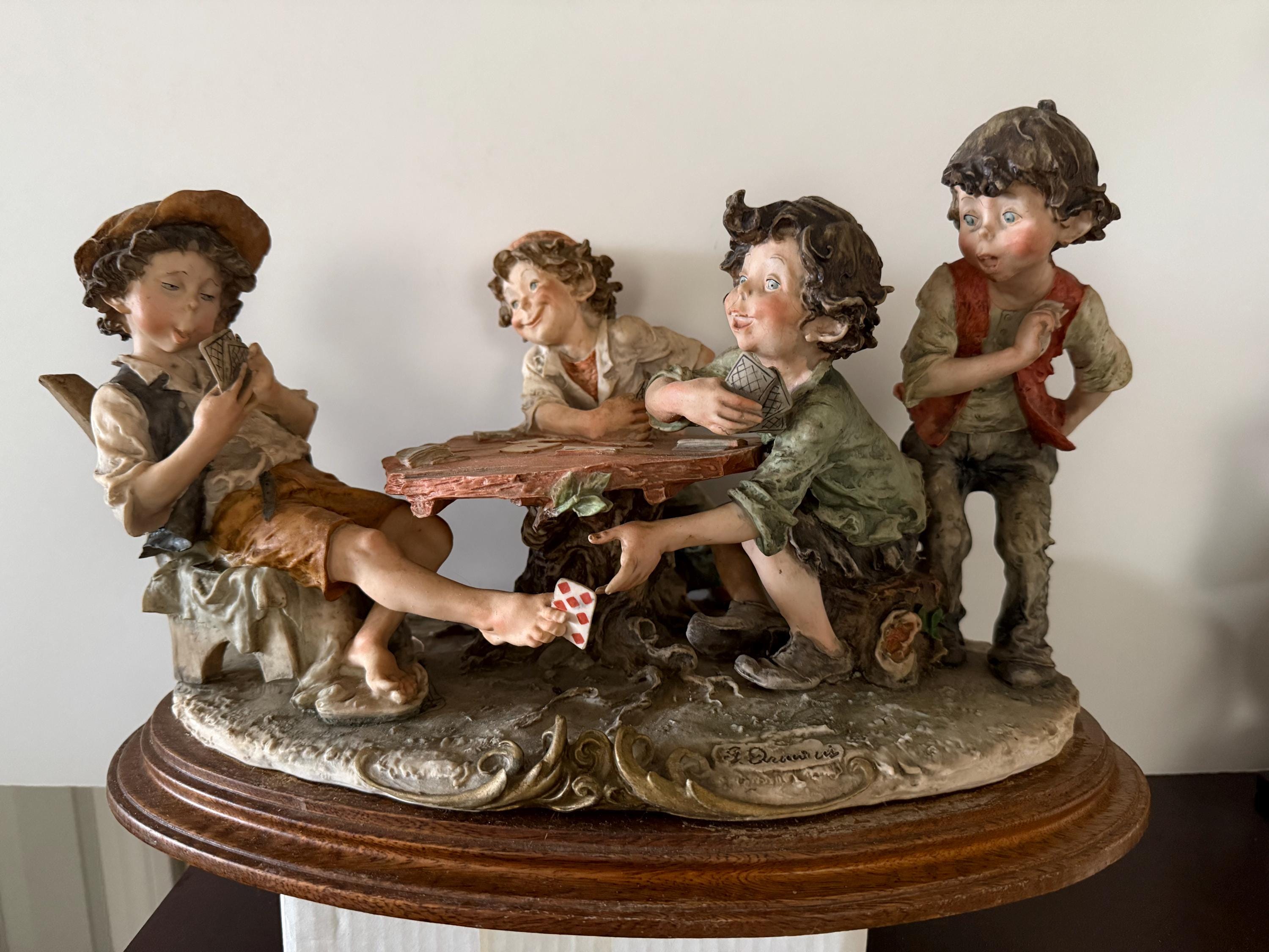 RARE Giuseppe Armani the Cheats Figurine of Four Boys Playing