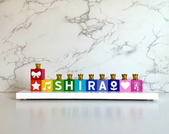 Personalized Menorah, Personalized Hanukkah Menorah, Children's Menorah, Wood Menorah, Block Menorah