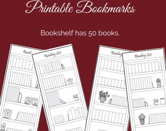 Printable Bookshelf Bookmark | Library Card Bookmark | Reading Tracker | Colouring Bookmark | Set of 5 Bookmarks | Printable Reading Log