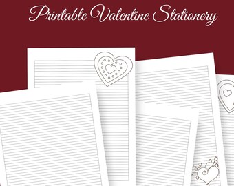 Valentine Stationery | US Letter Size | Love Letters | Journal Pages | Printable Heart Paper | Anniversary Letters | Valentine Paper