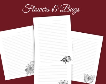 Floral Bouquet Printable Stationery Paper, Letter Writing Paper ...