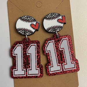 Baseball Mom earrings|custom earrings, player baseball earrings|custom sports  player number earrings|number earrings