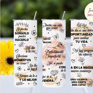 Spanish Affirmations Tumbler Wrap: Latina Sublimation Design (PNG)