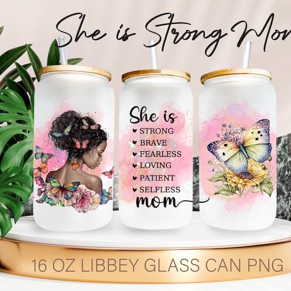 Mom Butterfly Libbey Glass Sublimation design, UV Dtf Cup Wrap , 16 oz glass can wrap Mothers day Wrap sublimation Cup Png Digital Download