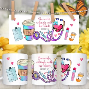 Nurse Sublimation design 11 oz and 15 oz Full Wrap Template Mug Png  Nurse Thank You Gift Png,  Digital Download