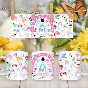 Squishmallow Girl Sublimation design 11 oz and 15 oz Full Wrap Template Mug Png    Digital Download