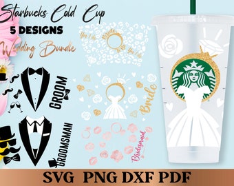 Bridal Svg BUNDLE 24oz Venti Cold Cup Cutfile, Svg Dxf Png File Digital Download