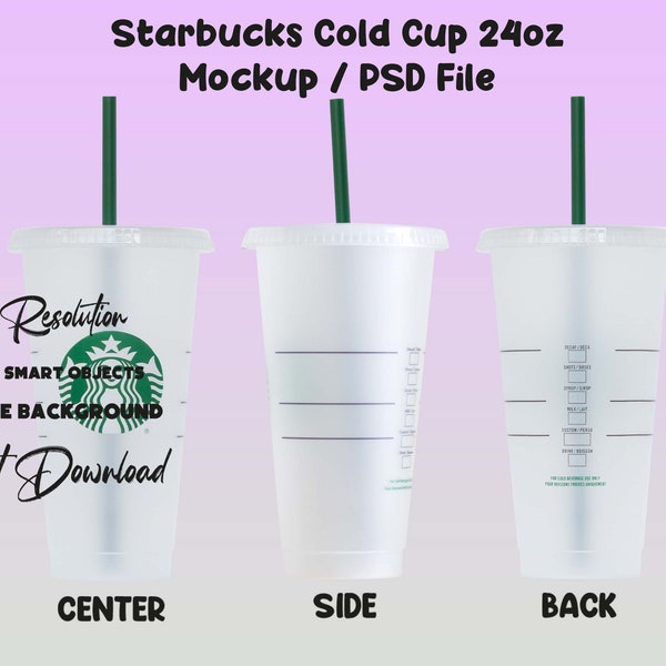 Starbucks Cold Cup mockup, Venti 24 oz Cup PSD-bestand 24 Oz Herbruikbare Starbucks Cold Cup | PNG transparant | Compatibel Photoshop Smart-object