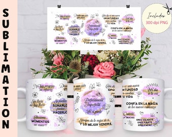 Spanish Inspirational Quotes Mug Sublimation Design (Digital Download)
