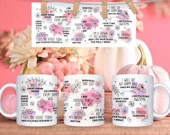 Swear Affirmations Mug Sublimation Design: Vulgar Motivation PNG (Digital Download)