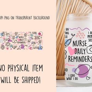 May include: A white jar with a pink heart and a white cross. The jar has a colorful design with the text "Nurse Daily Reminders" and "I am a problem solver".