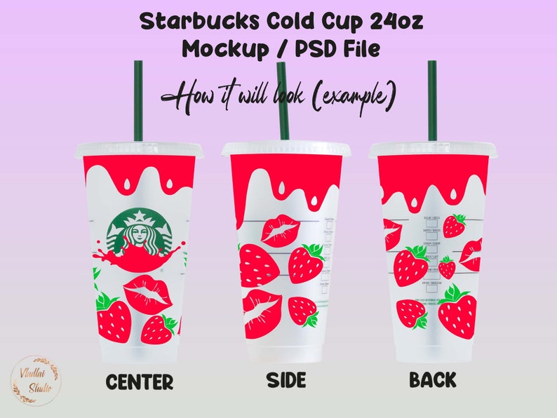 Starbucks Cold Cup mockup, Venti 24 oz Cup PSD file 24 Oz Reusable Starbucks Cold Cup PNG Transparent Compatible Photoshop Smart Object image 2
