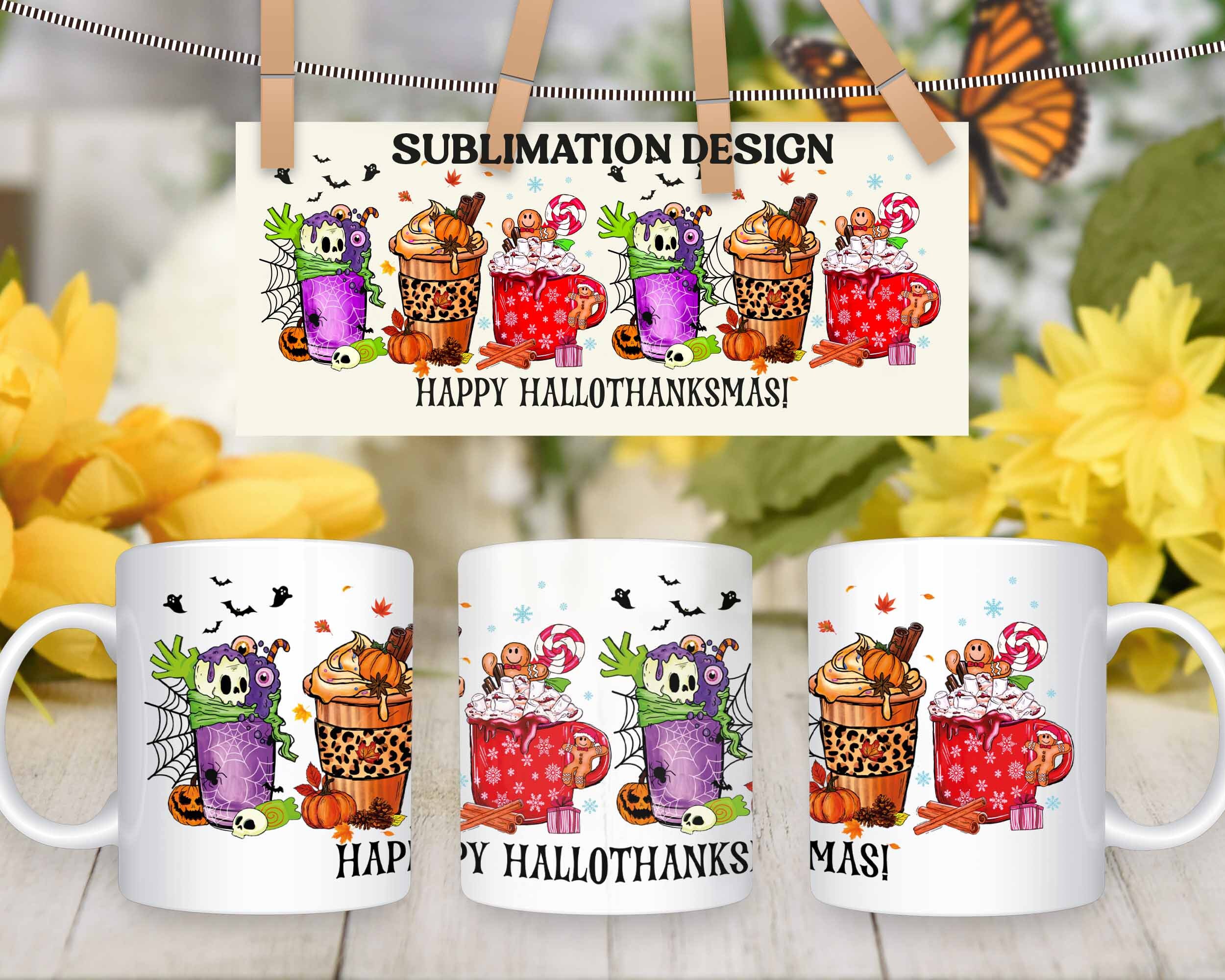 30 cute mug, cups Sticker, Clipart autumn Decor, PNG