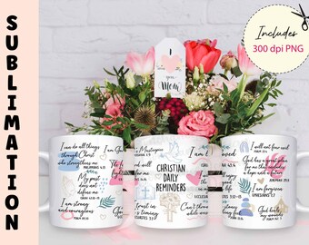 Christliche Tasse Sublimationsdesign: Religiöse Geschenkvorlage (PNG Digital Download)