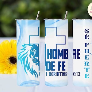 ESPAÑOL Hombre de Fe Vaso Png, Christian Tumbler Wrap 20oz Skinny Tumbler Wrap Diseño de Sublimación, Regalo para él, Hágalo usted mismo